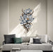 Blue floral vine with layered blossoms wall decal shown in a contemporary interior 03 room interior.