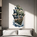 Pirate ship with skull sails on the ocean wall decal shown in a teenager room 02 room interior.
