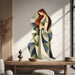 Abstract embracing figures wall decal shown in a japandi living room 03 room