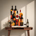 Geometric wine bottle wall decal shown in a mid century modern 05 room