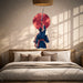 Samurai with raised sword wall decal shown in a japandi bedroom 01 room