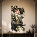 Samurai couple wall decal shown in a art deco 01 room