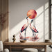 Pair of cranes wall decal shown in a japandi living room 03 room