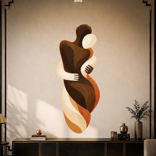 Abstract embracing couple wall decal shown in a art deco 01 room