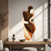 Abstract embracing couple wall decal shown in a japandi living room 03 room