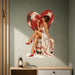 Colorful Woman with Wine and Red Heart Wall Decal Art shown in an interior