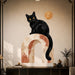 Colorful Black Cat on Terracotta Arch Vinyl Wall Decal displayed in a art deco interior