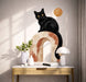 Colorful Black Cat on Terracotta Arch Vinyl Wall Decal displayed in a scandinavian interior interior