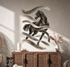 Colorful Horse with Flowing Brushstroke Wall Decal Art displayed in a boho interior interior