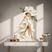 Colorful Magnolia Woman in Petal Dress Wall Decal Art displayed in a contemporary interior interior
