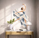 Colorful Blue and White Ballerina Vinyl Wall Decal Art displayed in a scandinavian interior interior
