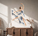 Colorful Blue and White Ballerina Vinyl Wall Decal Art displayed in a boho interior interior