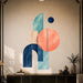 Colorful Coral and Blue Geometric Vinyl Wall Decal Art displayed in a art deco interior