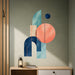 Colorful Coral and Blue Geometric Vinyl Wall Decal Art displayed in a quote interior interior