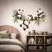 Colorful Four Playful Pandas on Bamboo Wall Decal Art displayed in a japandi kids room interior