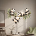 Colorful Four Playful Pandas on Bamboo Wall Decal Art displayed in a japandi kids room interior