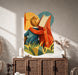 Colorful Boy and Giant Book Reading Vinyl Wall Decal displayed in a boho interior interior