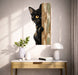 Colorful Peeking Black Cat on Wood Vinyl Wall Decal Art displayed in a scandinavian interior interior