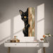 Colorful Peeking Black Cat on Wood Vinyl Wall Decal Art displayed in a contemporary interior interior