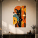 Colorful Retro Peeking Black Cat Vinyl Wall Decal Art displayed in a art deco interior