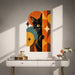 Colorful Retro Peeking Black Cat Vinyl Wall Decal Art displayed in a contemporary interior interior
