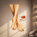 Geometric pedicure with red nail polish vinyl wall decal in a beauty salon room