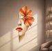 Woman's face with an orange flower and red lips vinyl wall decal in a beauty salon room