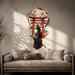 Samurai beneath a red torii gate and flowering branches vinyl wall decal in a rustic room