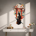 Samurai beneath a red torii gate and flowering branches vinyl wall decal in a contemporary room