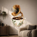 Coffee cup gramophone with a golden horn vinyl wall decal in a kitchen coffee corner room