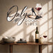 Colorful Only Good Vibes Wine and Heels Wall Decal in a styled room