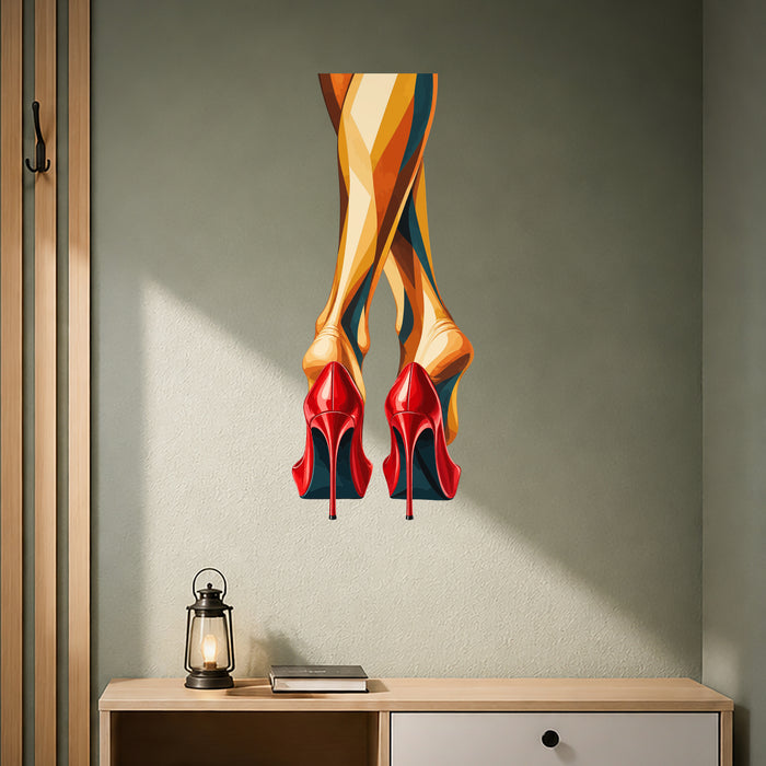 Colorful a pair of vivid red high heels beneath long, colorful legs in quote interior 02 interior
