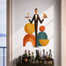 Geometric server wall decal displayed above a bar counter.