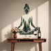 Colorful Forest Yoga Meditation Woman Vinyl Wall Decal in an interior setting