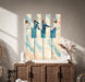 Colorful Piano Keys and Dancing Figures Wall Decal in an interior setting