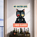 Colorful Black Cat Wine Glasses Funny Vinyl Wall Decal in an interior setting