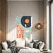 Colorful Vinyl Record Music Is Life Quote Wall Decal in an interior setting
