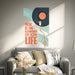 Colorful Vinyl Record Music Is Life Quote Wall Decal in an interior setting