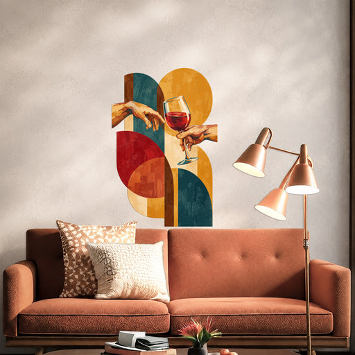 Colorful Wine Toast Abstract Geometric Wall Decal in an interior setting