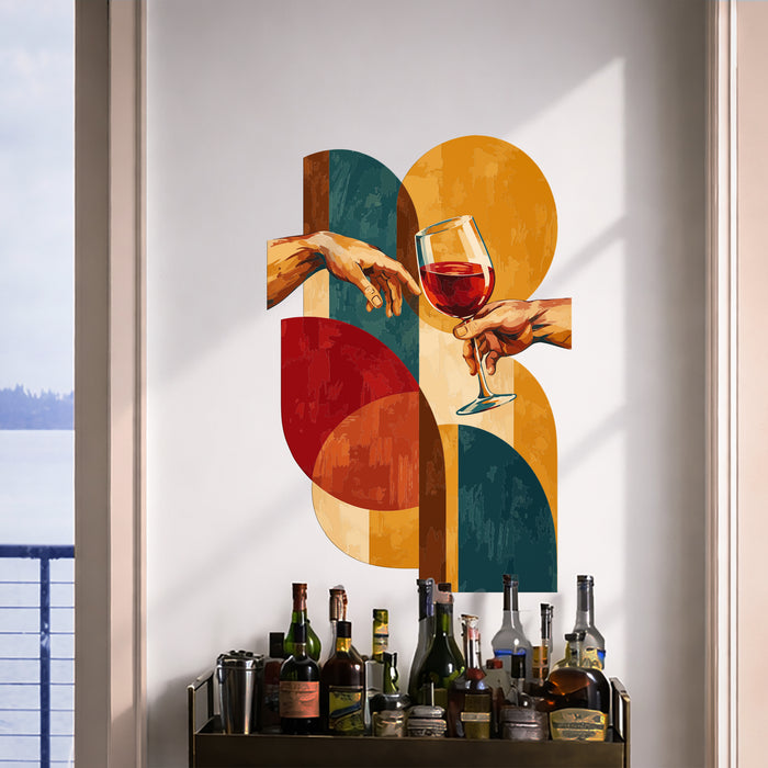 Colorful Wine Toast Abstract Geometric Wall Decal in an interior setting