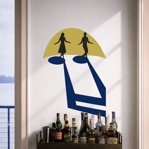 Colorful Dancing Couple Silhouette Wall Decal Art in an interior