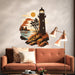 Coastal lighthouse wall decal displayed in an interior