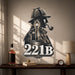 Sherlock Holmes 221B detective wall decal above a desk