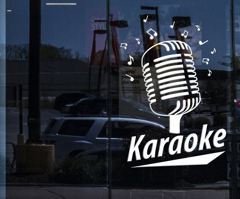 Window Graphics and  Wall Vinyl Decal Karaoke Club Retro Microphone Song Singer Stickers Unique Gift (1067igw)