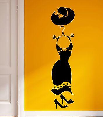 Wall Stickers Vinyl Decal Women's Wardrobe for Girls Fashion Dress (ig962)