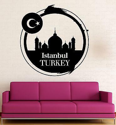 Turkey Wall Sticker Wall Sticker Vinyl Decal Istanbul Turkey Travel Western Asia Unique Gi ...