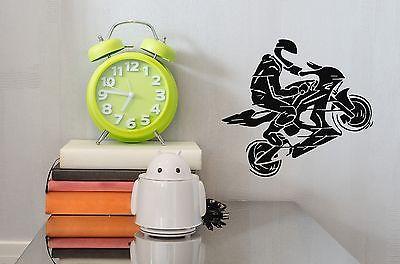 Wall Vinyl Sticker Motorcycle Racer Helmet Jump Motorbike Gloves Unique Gift (n244)