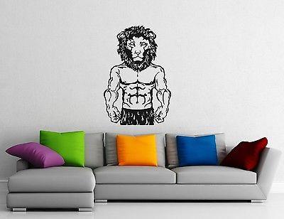 Wall Stickers Vinyl Decal Lion's Head Muscled Sport Gym Bodybuilding Unique Gift (ig1067)