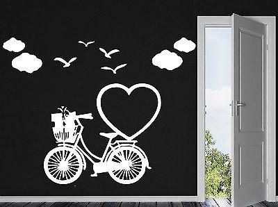 Wall Sticker Vinyl Decal Romantic Image for Lovers Heart Birds Clouds Unique Gift (n174)