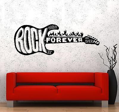 Wall Vinyl Music Rock Forever Guitar Fire Guaranteed Quality Decal Unique Gift (z3539)